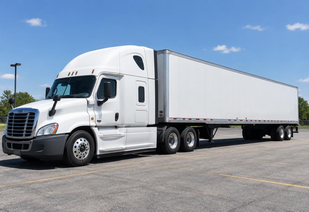 Moving truck driving on an open highway